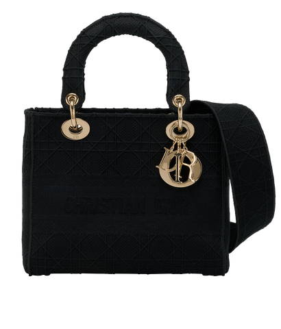 Medium Lady D-Lite, &pound;1,900, Handbags, Black, Canvas, Front view
